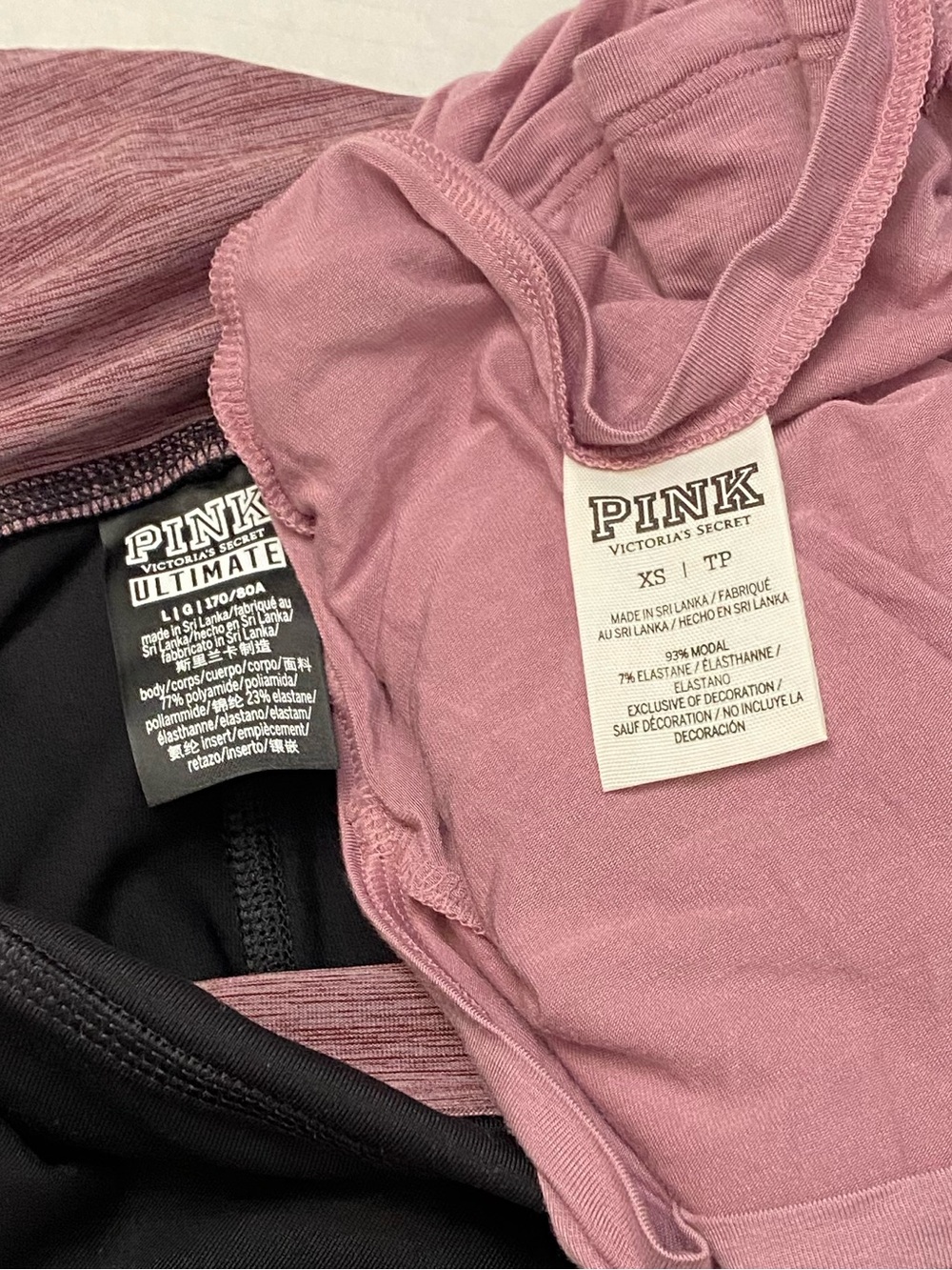 2017 VS Pink Ultimate leggings mauve maroon black color block & short sleeve tee - Picture 2 of 3